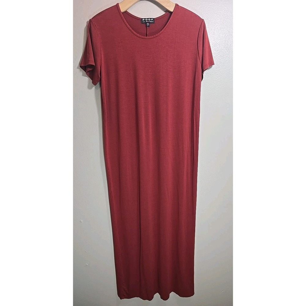 Poof NY Ladies Long T-shirt Maxi Dress Size L Rust Color Beach Summer Comfort